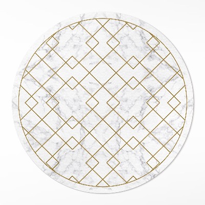 Vinyl vloerkleed rond Ruiten op licht marmer