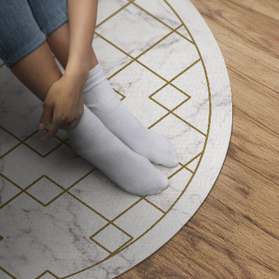 Vinyl vloerkleed rond Ruiten op licht marmer