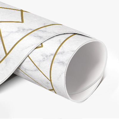 Vinyl vloerkleed rond Ruiten op licht marmer