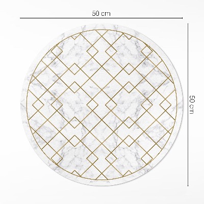 Vinyl vloerkleed rond Ruiten op licht marmer