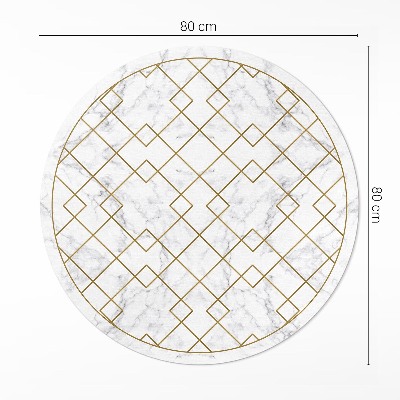 Vinyl vloerkleed rond Ruiten op licht marmer