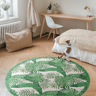 Vinyl vloerkleed rond Tropische plantenbladeren