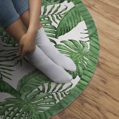 Vinyl vloerkleed rond Tropische plantenbladeren