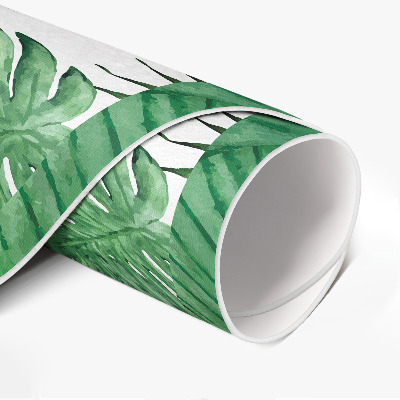 Vinyl vloerkleed rond Tropische plantenbladeren