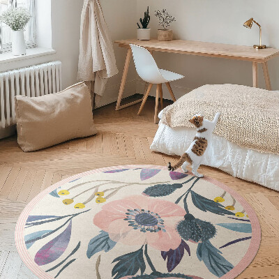 Pvc mat rond Pastelkleurige bloemen