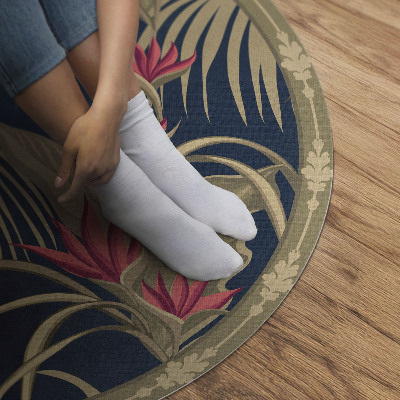 Rond pvc tapijt Wilde bloemen en bladeren