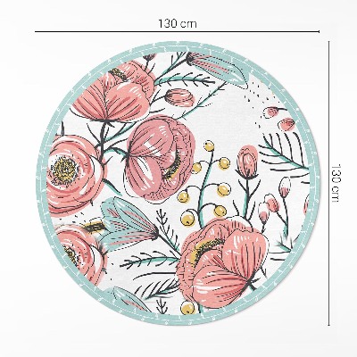 Vinyl vloerkleed rond Pastelkleurige bloemen, prachtige subtiele illustratie