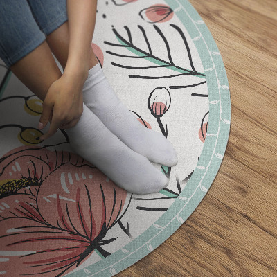 Vinyl vloerkleed rond Pastelkleurige bloemen, prachtige subtiele illustratie