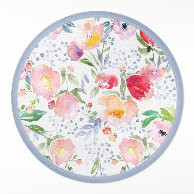 Pvc mat rond Aquarelbloemen, delicate planten