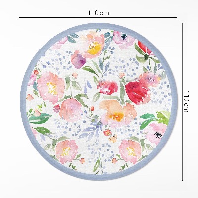 Pvc mat rond Aquarelbloemen, delicate planten