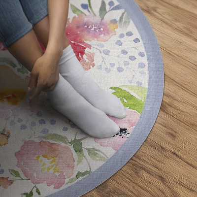 Pvc mat rond Aquarelbloemen, delicate planten