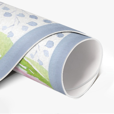 Pvc mat rond Aquarelbloemen, delicate planten