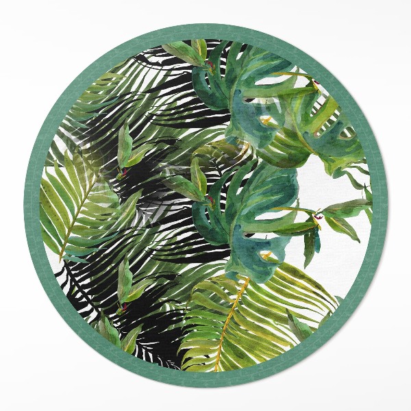 Rond pvc tapijt Groene plantenbladeren