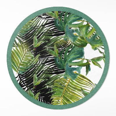 Rond pvc tapijt Groene plantenbladeren