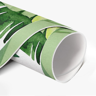 Vinyl vloerkleed rond Flamingo in bananenbladeren