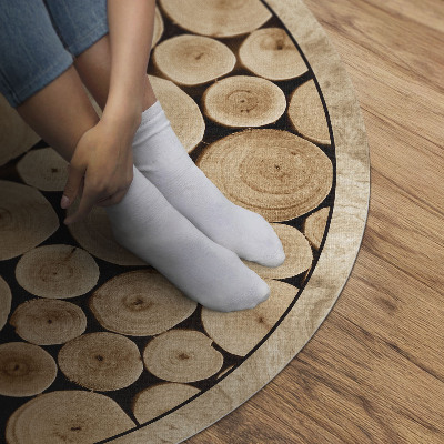 Pvc mat rond Boomstammen houten pinnen