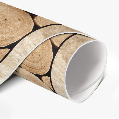 Pvc mat rond Boomstammen houten pinnen