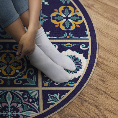 Pvc mat rond Donkere elegante tegels