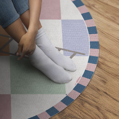 Vinyl vloerkleed rond Kleurrijk abstract schaakbord