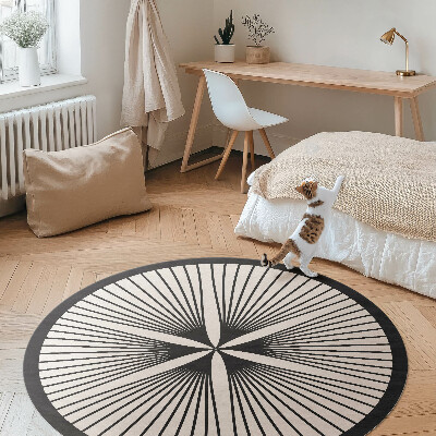 Pvc mat rond Stijlvolle bloem gemaakt van donkere lijnen