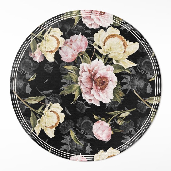 Rond pvc tapijt Elegante vintage bloemen