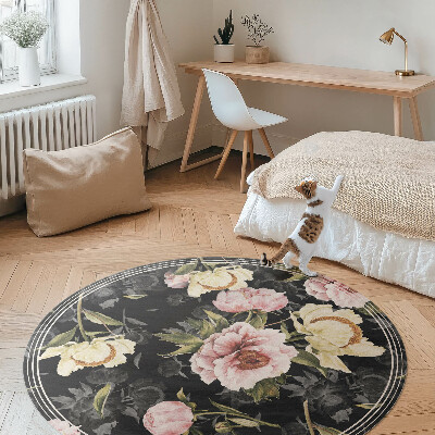 Rond pvc tapijt Elegante vintage bloemen