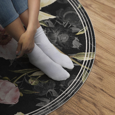 Rond pvc tapijt Elegante vintage bloemen