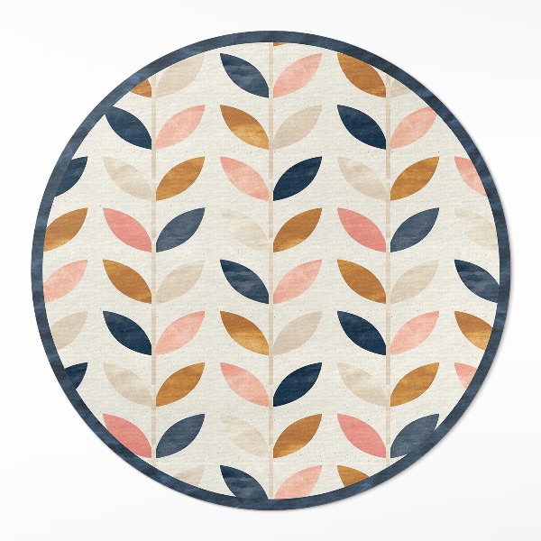 Vinyl vloerkleed rond Kleine blaadjes aquarel boho stijl