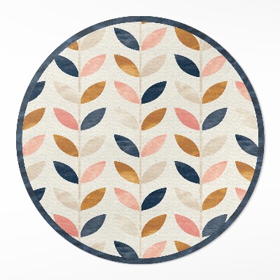 Vinyl vloerkleed rond Kleine blaadjes aquarel boho stijl