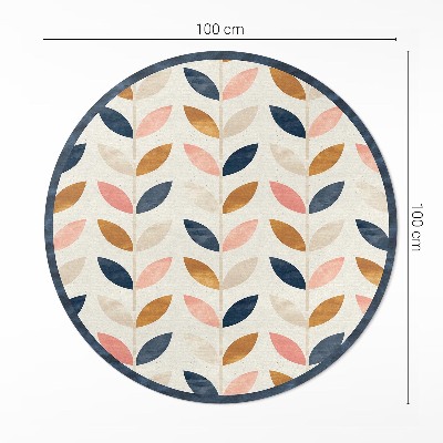 Vinyl vloerkleed rond Kleine blaadjes aquarel boho stijl