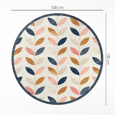 Vinyl vloerkleed rond Kleine blaadjes aquarel boho stijl