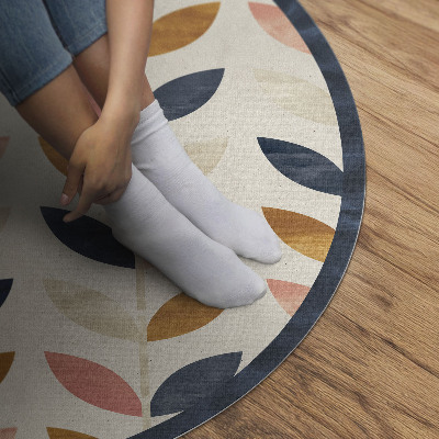 Vinyl vloerkleed rond Kleine blaadjes aquarel boho stijl