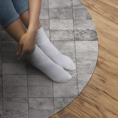 Vinyl vloerkleed rond Lichte stenen tegels, industriële tegels