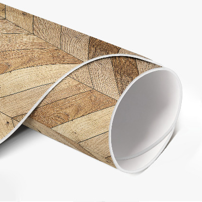 Pvc mat rond Modieus houten visgraatparket