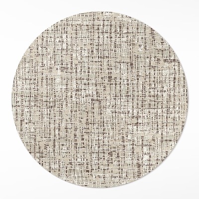 Vinyl vloerkleed rond Imitatiestof in boho-stijl