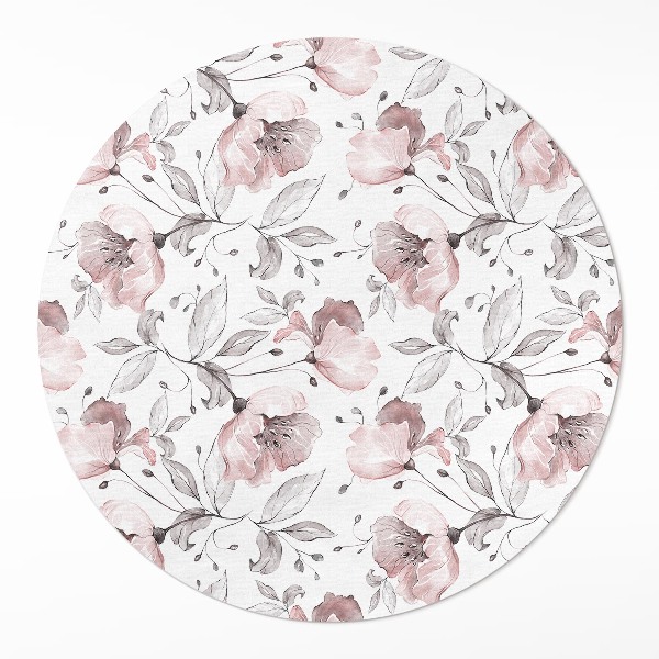 Rond pvc tapijt Prachtige aquarel geschilderde bloemen en planten