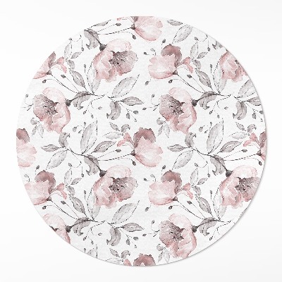 Rond pvc tapijt Prachtige aquarel geschilderde bloemen en planten