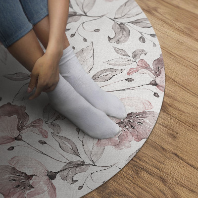 Rond pvc tapijt Prachtige aquarel geschilderde bloemen en planten