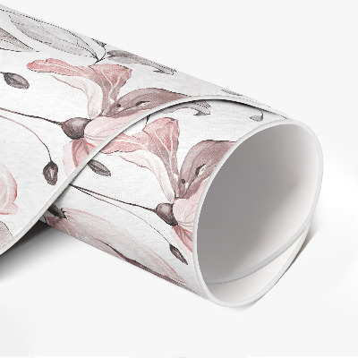 Rond pvc tapijt Prachtige aquarel geschilderde bloemen en planten