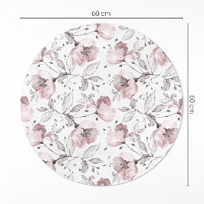 Rond pvc tapijt Prachtige aquarel geschilderde bloemen en planten