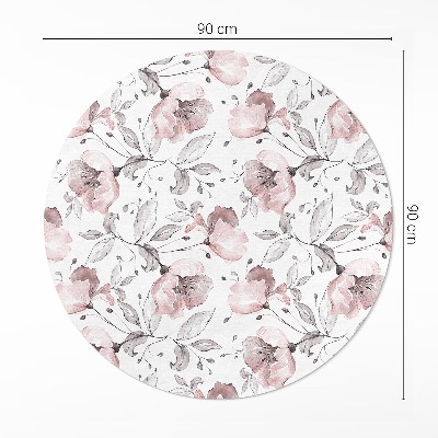 Rond pvc tapijt Prachtige aquarel geschilderde bloemen en planten