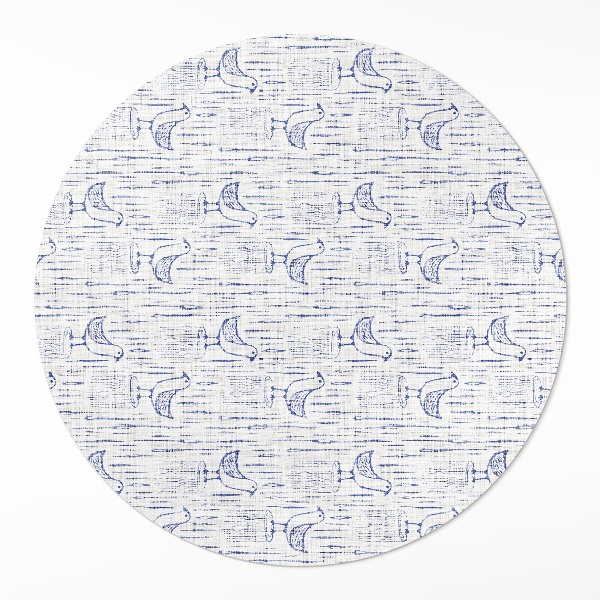 Pvc mat rond Getekende vogels, delicaat, regelmatig boho-patroon