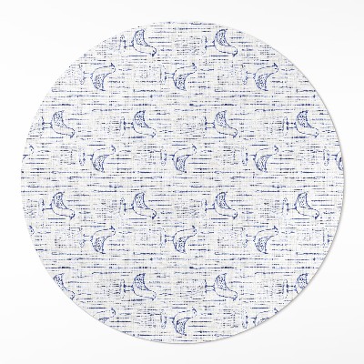 Pvc mat rond Getekende vogels, delicaat, regelmatig boho-patroon