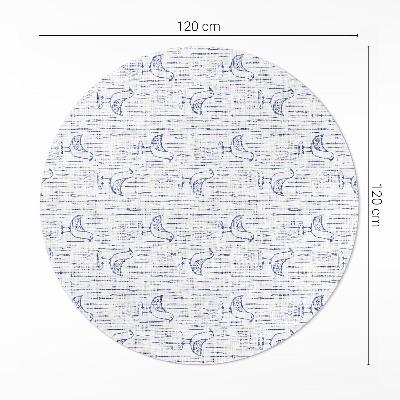 Pvc mat rond Getekende vogels, delicaat, regelmatig boho-patroon
