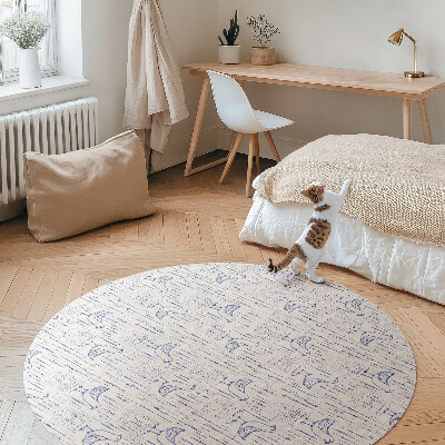 Pvc mat rond Getekende vogels, delicaat, regelmatig boho-patroon