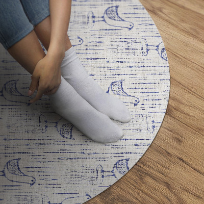 Pvc mat rond Getekende vogels, delicaat, regelmatig boho-patroon