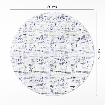 Pvc mat rond Getekende vogels, delicaat, regelmatig boho-patroon