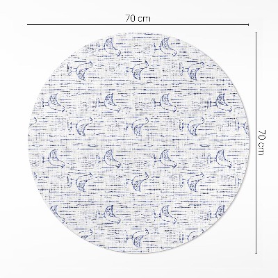 Pvc mat rond Getekende vogels, delicaat, regelmatig boho-patroon