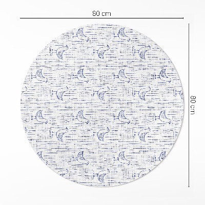 Pvc mat rond Getekende vogels, delicaat, regelmatig boho-patroon