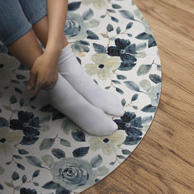 Rond pvc tapijt Geschilderde bloemen regelmatig bloemmotief